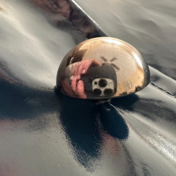 Jane Post XS Navy/Teal Detachable Hood Iconic Princess Rain Slicker Jacket NWT - Picture 2 of 8